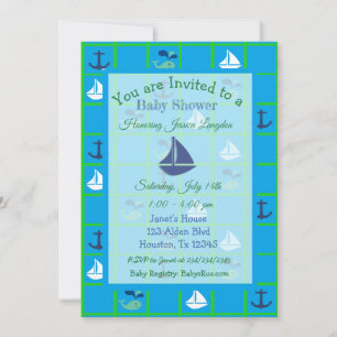 Einladungen zu den Themen Blue und Green Sailboat 