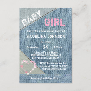 Einladungen zu Denim Girls Baby Shower