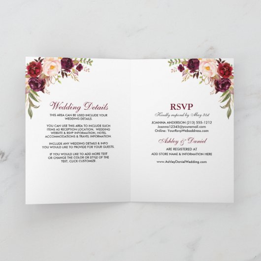 Einladungen zu einer brasilianischen Blumenhochzei (Innenseite)