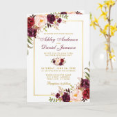 Einladungen zu einer Burgund-Floral-Gold-Hochzeit (Gelbe Blume)