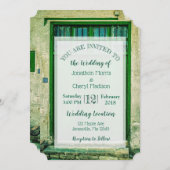 Einladungen zu einer grünen romantischen Türe (Vorne/Hinten)