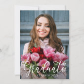 Einladungen zu eleganten Script-Foto-Graduation-Pa (Vorderseite)