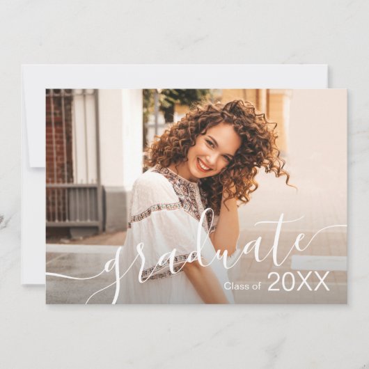 Einladungen zu eleganten Script-Foto-Graduation-Pa (Vorderseite)