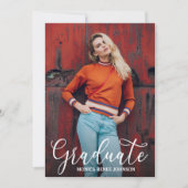 Einladungen zu eleganten Script-Foto-Graduation-Pa (Vorderseite)