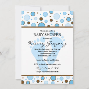 Einladungen zu Feet und Dots Blue Baby Dusche
