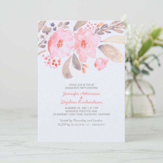 Einladungen zu floralen Aquarellfarben (Stehend Vorderseite)