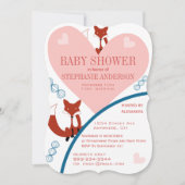 Einladungen zu Fox and Hearts Baby Girl Shower (Vorderseite)