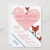 Einladungen zu Fox and Hearts Baby Girl Shower (Vorderseite)