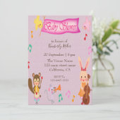 Einladungen zu Funny Animal Musical Baby Shower (Stehend Vorderseite)