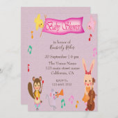 Einladungen zu Funny Animal Musical Baby Shower (Vorne/Hinten)