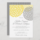 Einladungen zu gelben und grauen Hochzeiten | Flor (Vorne/Hinten)