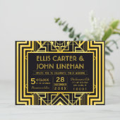 Einladungen zu geometrischen Hochzeiten in Schwarz (Stehend Vorderseite)