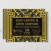 Einladungen zu geometrischen Hochzeiten in Schwarz (Vorne/Hinten)