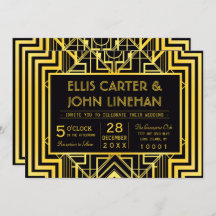 Einladungen zu geometrischen Hochzeiten in Schwarz