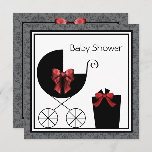 Einladungen zu Geschenkkarriere Red Black Baby Sho (Vorne/Hinten)