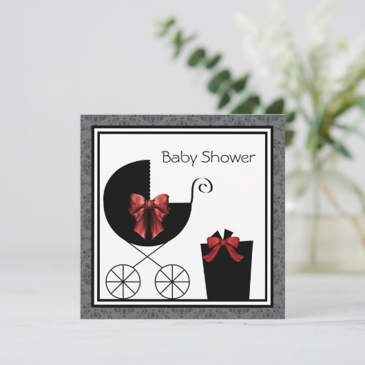 Einladungen zu Geschenkkarriere Red Black Baby Sho (Stehend Vorderseite)
