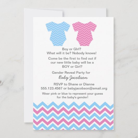 Einladungen zu geschlechtsspezifischem Party oder  (Vorderseite)