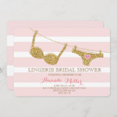 Einladungen zu Gold und Pink Lingerie Bridal Dusch (Vorne/Hinten)