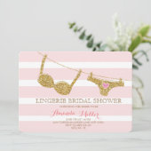 Einladungen zu Gold und Pink Lingerie Bridal Dusch (Stehend Vorderseite)