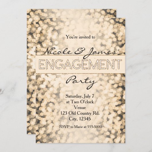 Einladungen zu goldener Funkellicht (Vorne/Hinten)