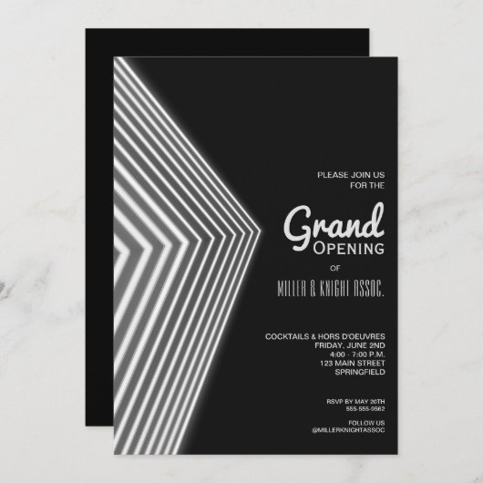 Einladungen zu Grand Opening White Neon (Vorne/Hinten)