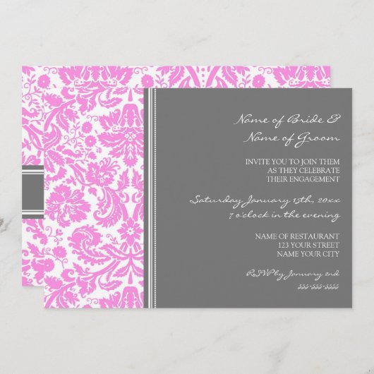 Einladungen zu Graurosa Pattern (Vorne/Hinten)