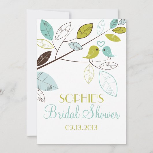 Einladungen zu Green und Blue Lovebirds Bridal Dus (Vorderseite)