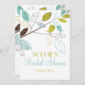 Einladungen zu Green und Blue Lovebirds Bridal Dus (Vorne/Hinten)
