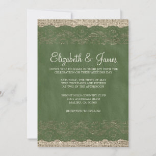 Einladungen zu grünen Rustikalen Hochzeiten