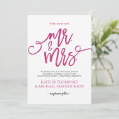 Einladungen zu Heiraten in Pink und Schwarz |Pinse (Stehend Vorderseite)