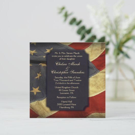 Einladungen zu Hochzeiten in amerikanischen Flag L (Stehend Vorderseite)