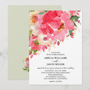 Einladungen zu Hochzeiten in Aquarellfarben Rosa