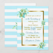 Einladungen zu Hochzeiten in Blau und Gold (Vorne/Hinten)