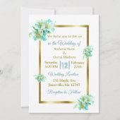 Einladungen zu Hochzeiten in Blau und Gold (Vorderseite)