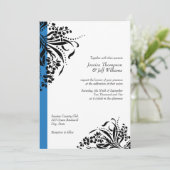 Einladungen zu Hochzeiten in Blau und Schwarz (Stehend Vorderseite)