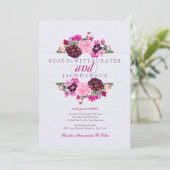 Einladungen zu Hochzeiten in Fuchsia und Plum Flor (Stehend Vorderseite)