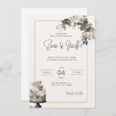 Einladungen zu Hochzeiten in Grün und Rosa (Vorne/Hinten)