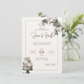 Einladungen zu Hochzeiten in Grün und Rosa (Stehend Vorderseite)