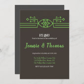 Einladungen zu Hochzeiten in Grün und Schwarz (Vorne/Hinten)