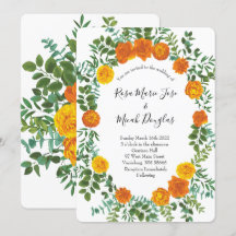 Einladungen zu Hochzeiten in Orange Peony & Rose