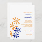 Einladungen zu Hochzeiten in Orange und Blauer Flo (Vorne/Hinten)