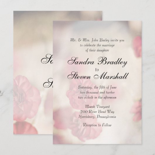 Einladungen zu Hochzeiten in Rosa (Vorne/Hinten)