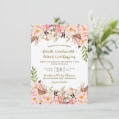 Einladungen zu Hochzeiten in Rosa und Gold (Stehend Vorderseite)