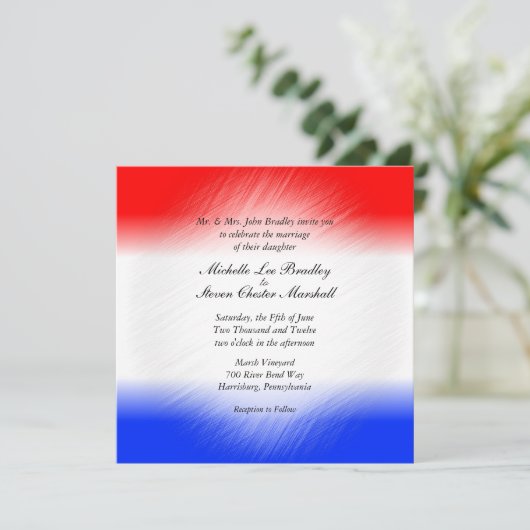 Einladungen zu Hochzeiten in Rot-Weiß und Blau-Str (Stehend Vorderseite)
