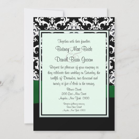 Einladungen zu Hochzeiten in Schwarz und Grün (Rückseite)