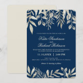 Einladungen zu Hochzeiten in Silver und Navy Blue (Vorne/Hinten)