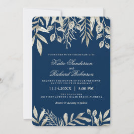 Einladungen zu Hochzeiten in Silver und Navy Blue
