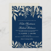 Einladungen zu Hochzeiten in Silver und Navy Blue (Vorne/Hinten)