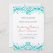 Einladungen zu Hochzeiten in Türkis und Korallen (Vorderseite)