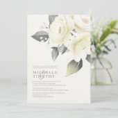 Einladungen zu Hochzeiten mit weißer Rose (Stehend Vorderseite)